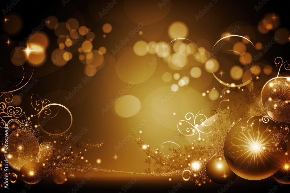 luxurious gold and black background with swirling bubbles. Generative AI