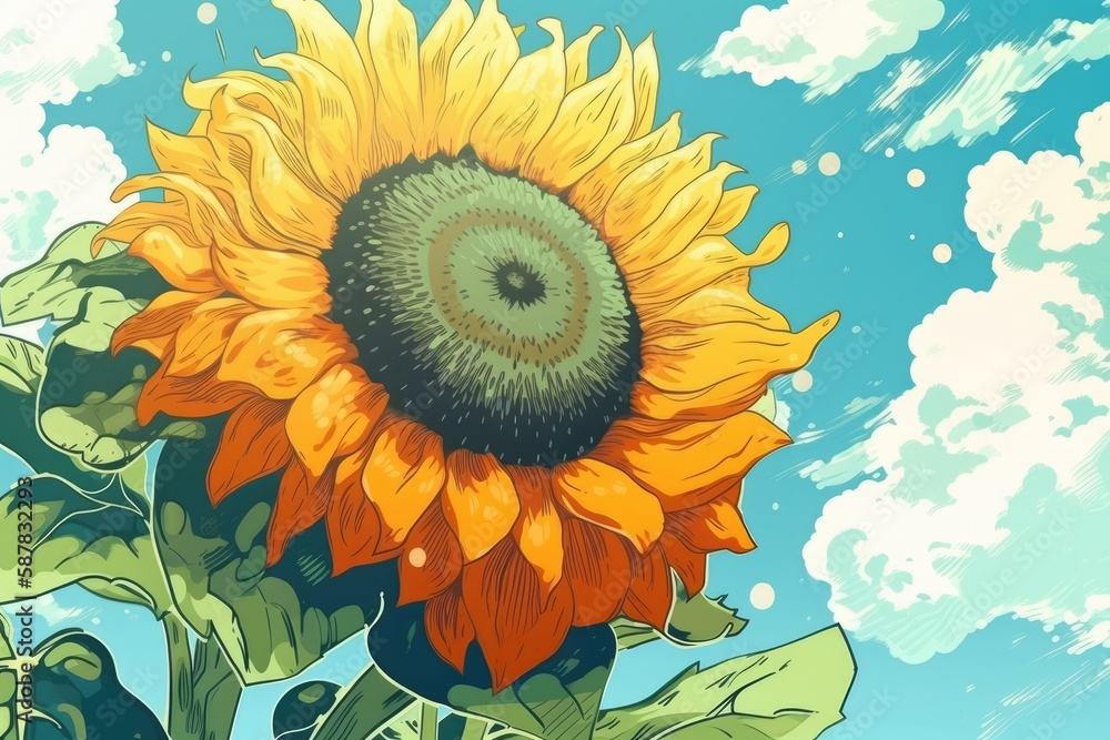 vibrant sunflower on a bright and sunny day. Generative AI