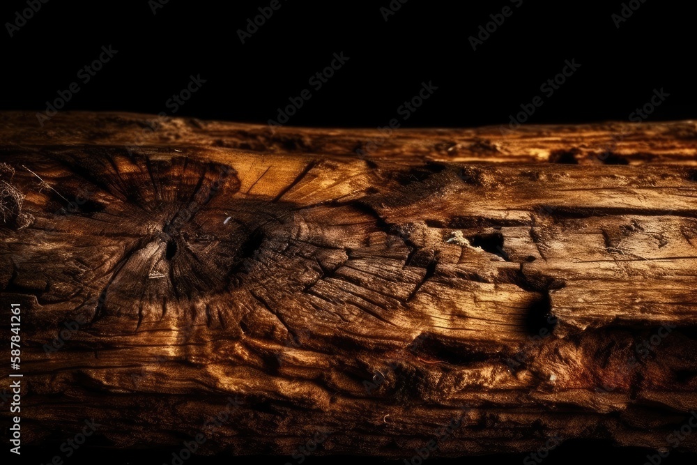 tree trunk with a dark background up close. Generative AI