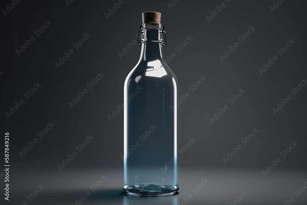 vintage glass bottle sealed with a cork stopper. Generative AI