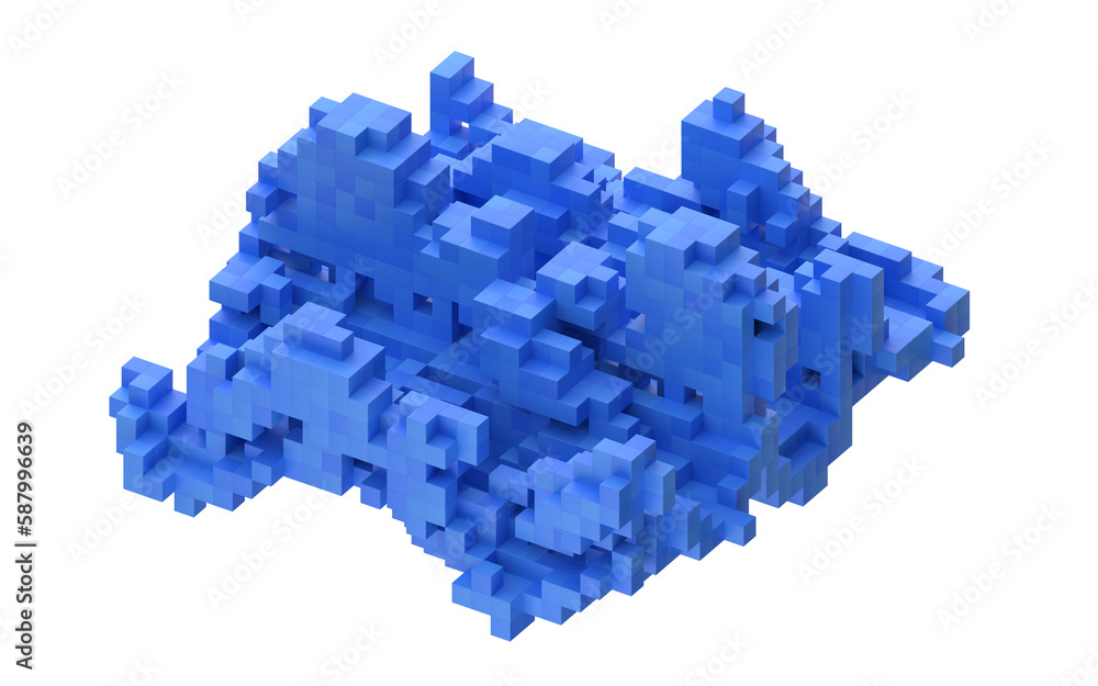 Blue blocks, 3d render