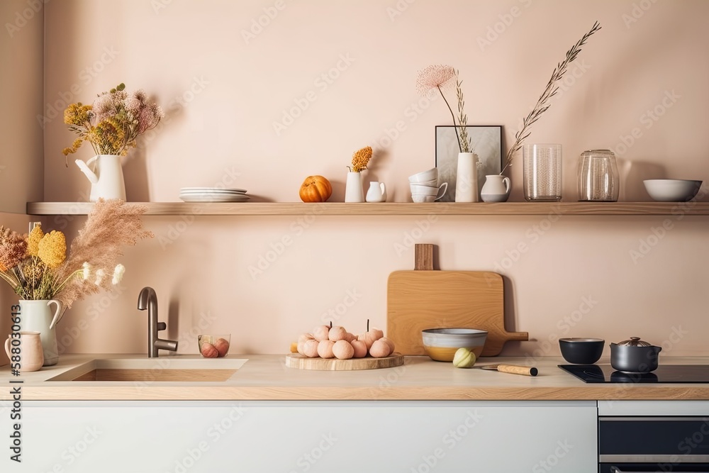 spacious and organized kitchen with ample counter space for cooking and preparing meals. Generative 