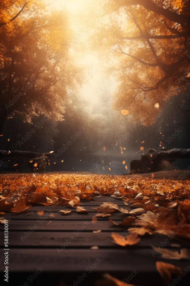 Magic autumn fall background. Illustration AI Generative