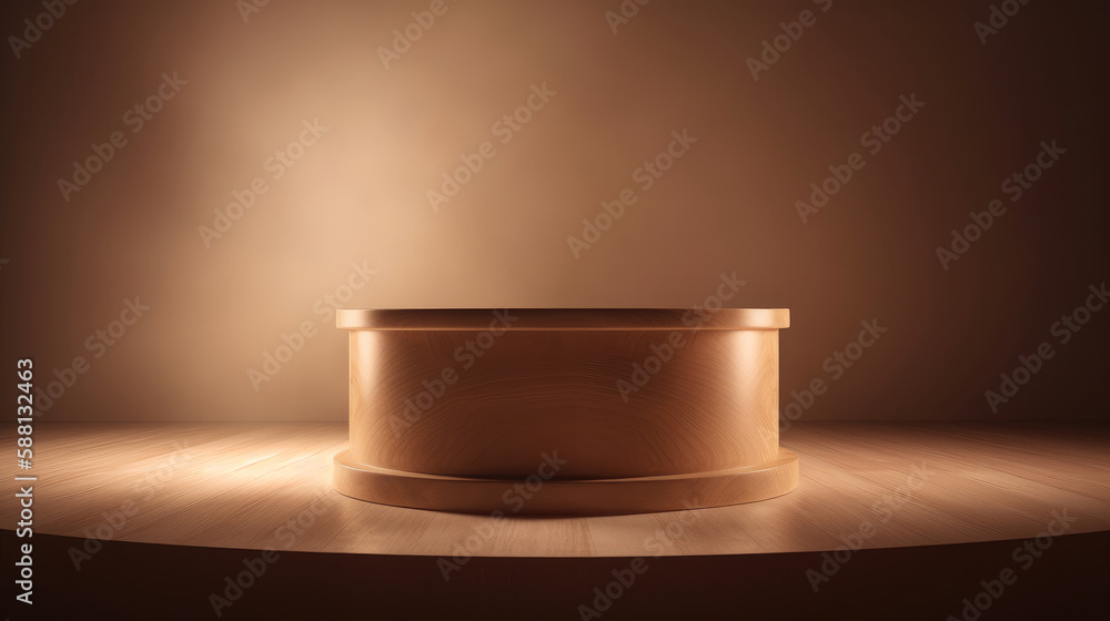 Empty golden podium. Illustration AI Generative.