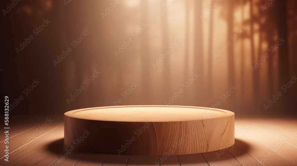 Empty golden podium. Illustration AI Generative.