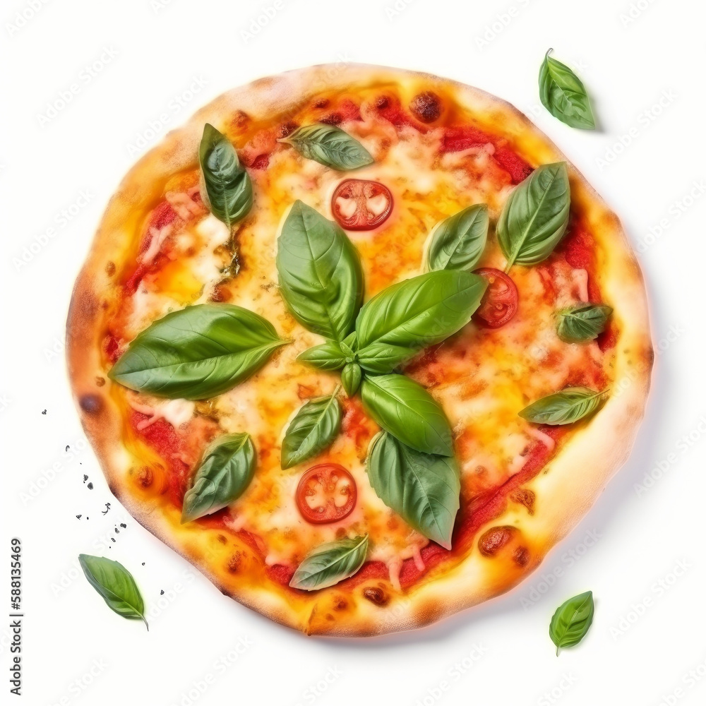 Hot pizza isolated. Illustration AI Generative.