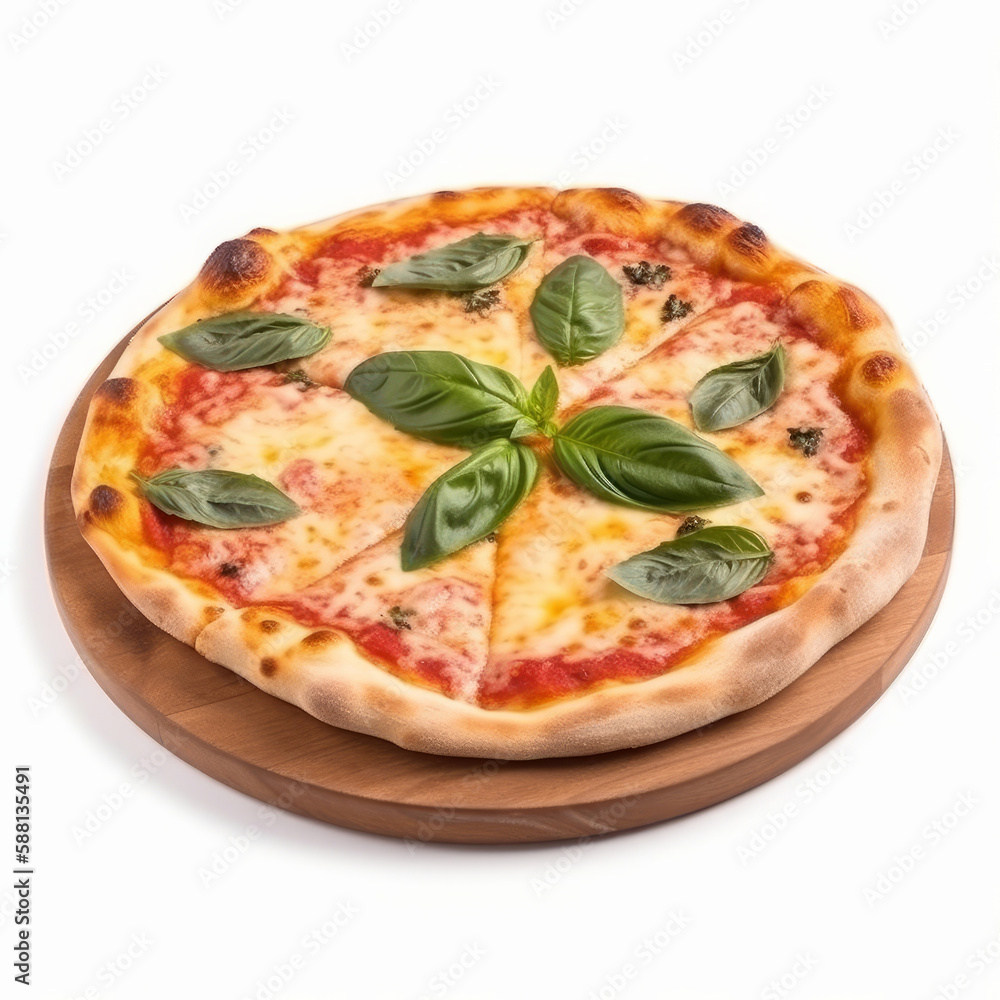 Hot pizza isolated. Illustration AI Generative.