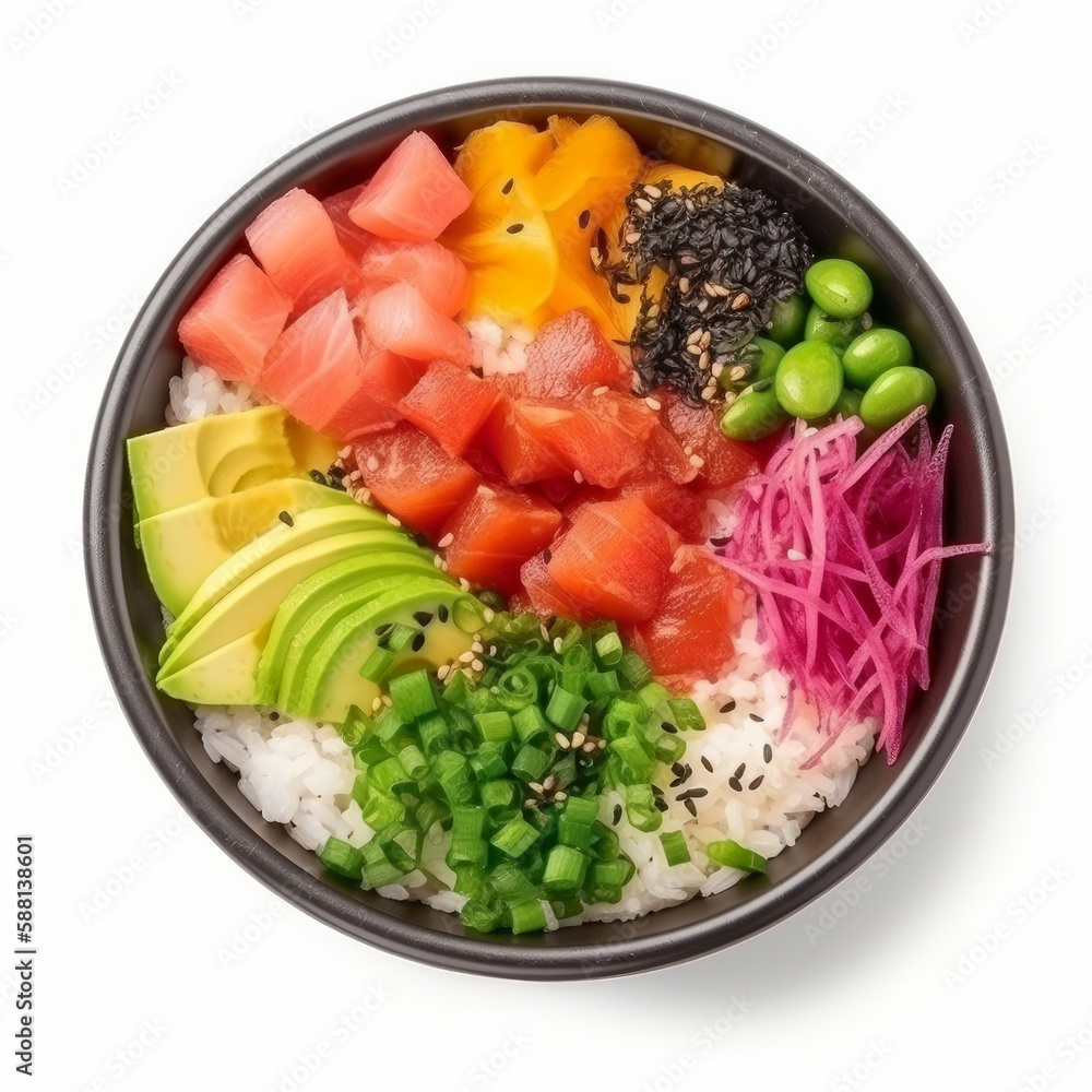 Poke bowl isolated  Illustration AI Generative