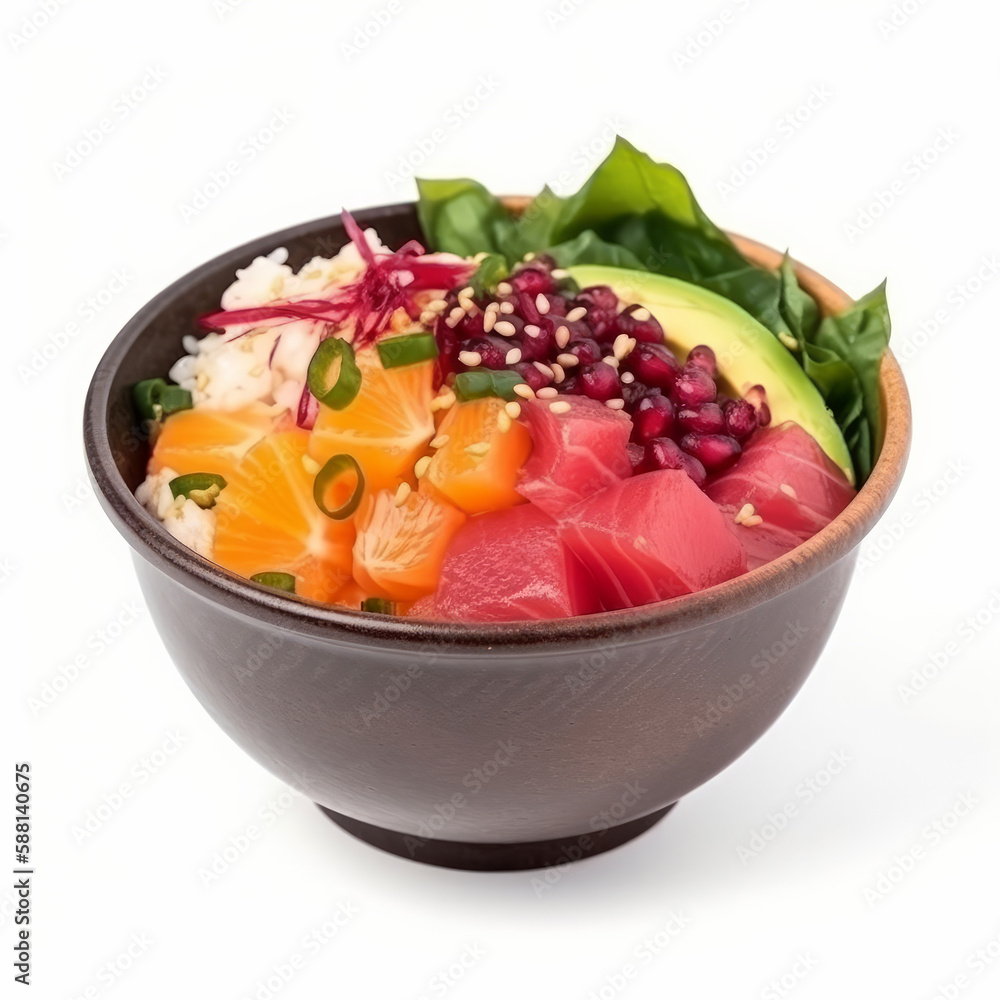 Poke bowl isolated  Illustration AI Generative