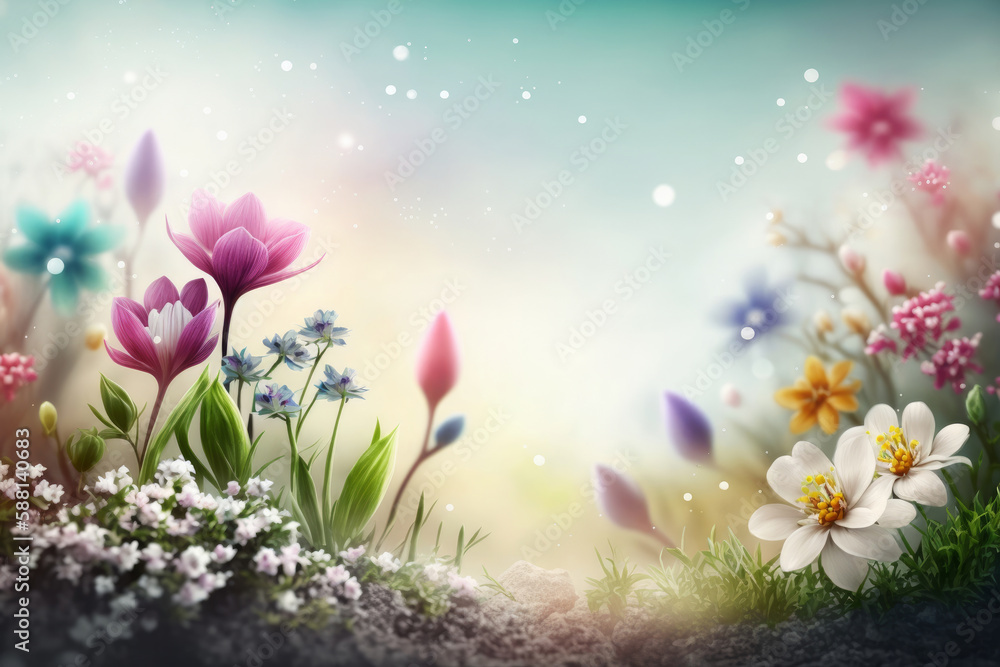 Natural flower background with copy space. Illustration AI Generative