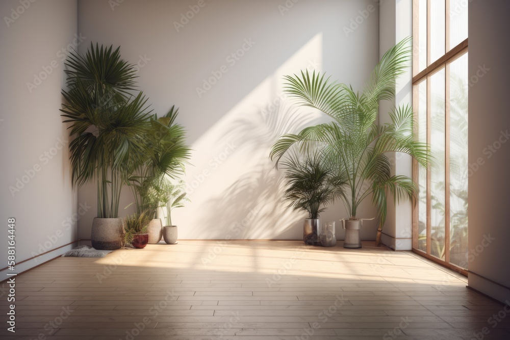 Illustration of an Indoor Garden with an Abundance of Potted Plants. Generative AI