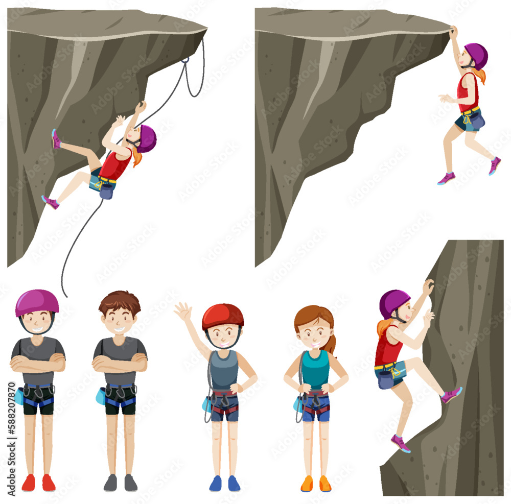 Rock Climbing Adventure Vector Set