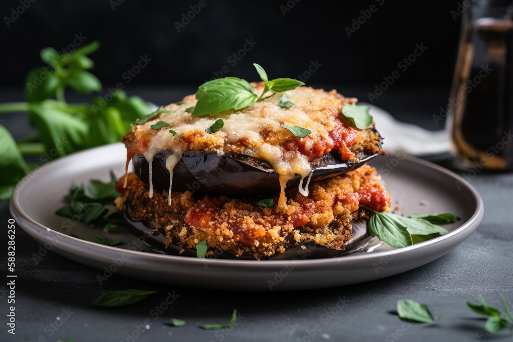  a plate of food with a fork and a glass of wine on the side of the plate and a bottle of wine in th