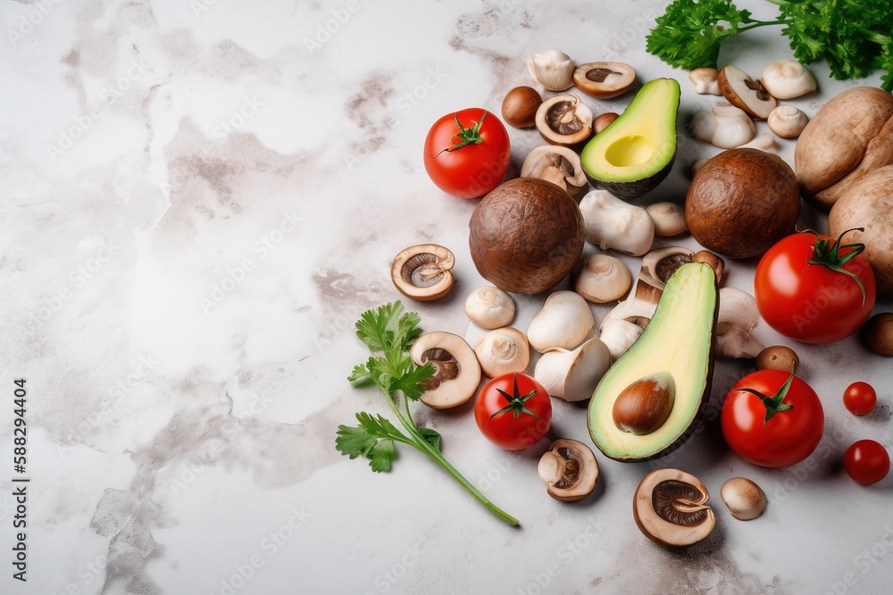  a table topped with lots of different types of vegetables and fruits on top of a white counter top 