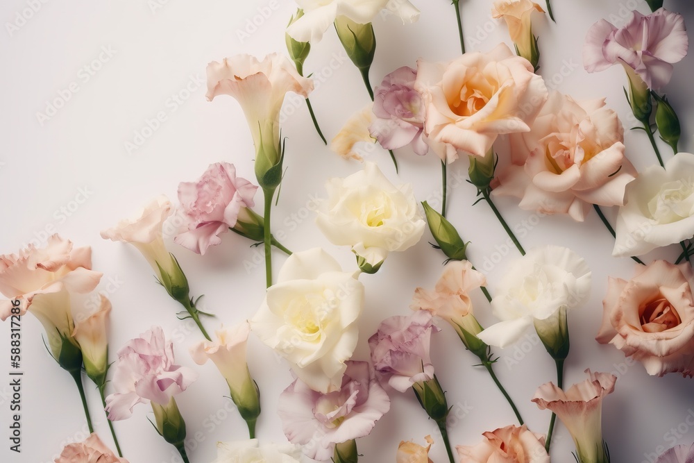  a bunch of flowers that are laying on a table together, with one flower in the middle of the pictur