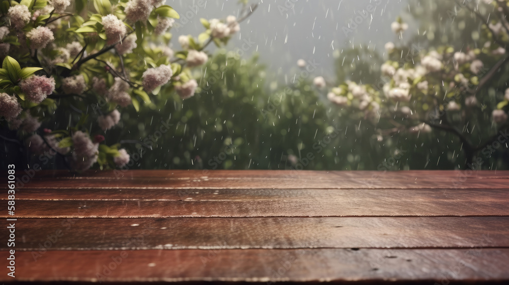 Summer rainy background. Illustration AI Generative.