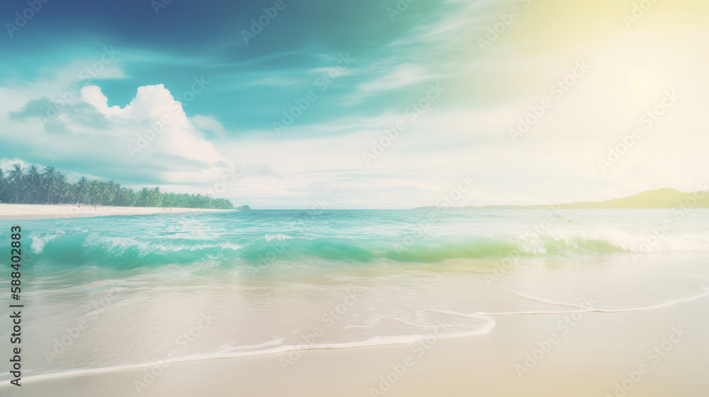 Summer tropical background. Illustration AI Generative.