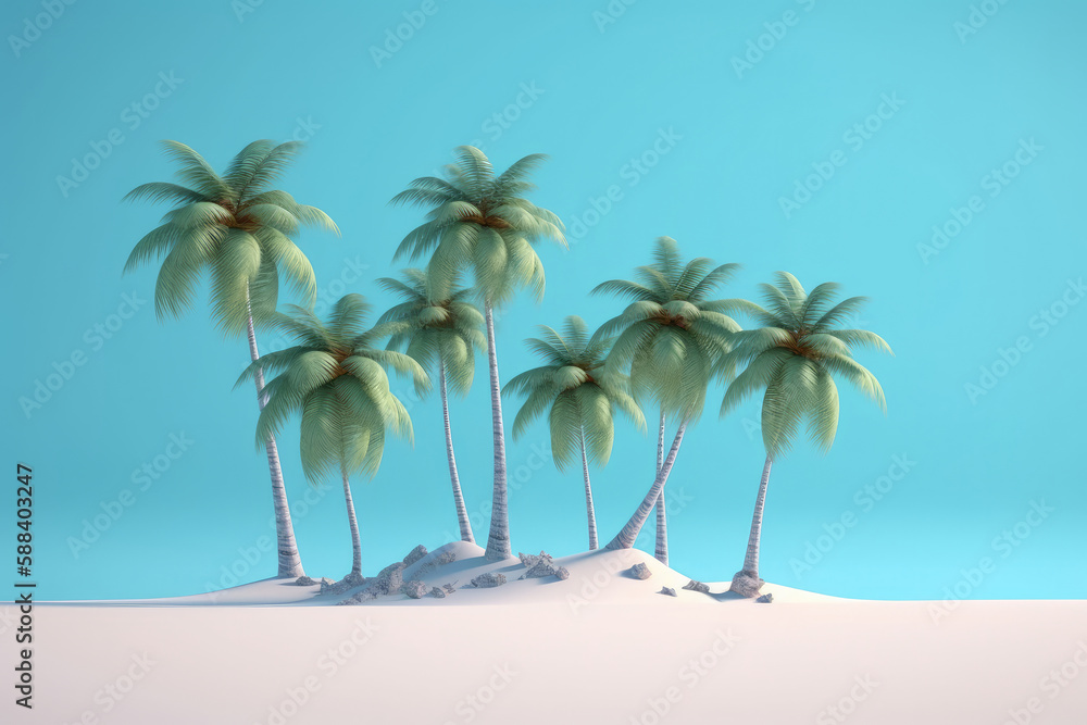 Summer tropical background. Illustration AI Generative.