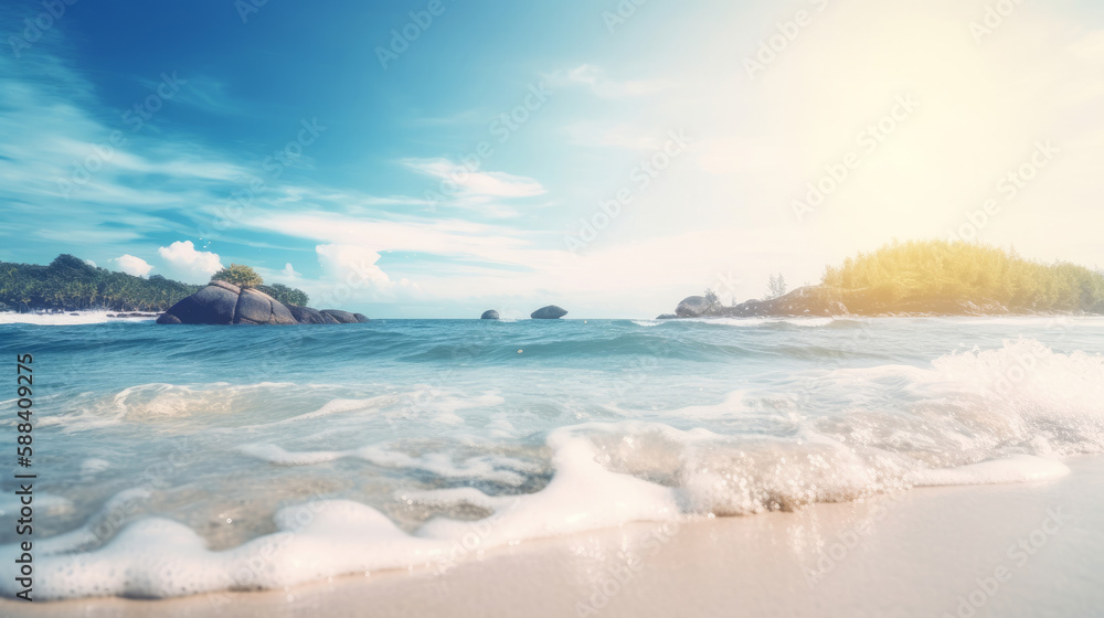 Summer tropical background. Illustration AI Generative.