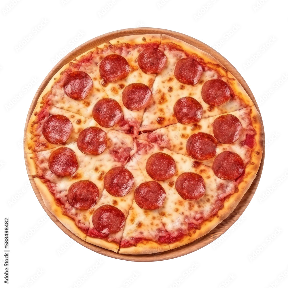 Hot pizza isolated. Illustration AI Generative.