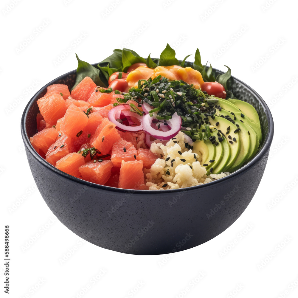 Poke bowl isolated  Illustration AI Generative