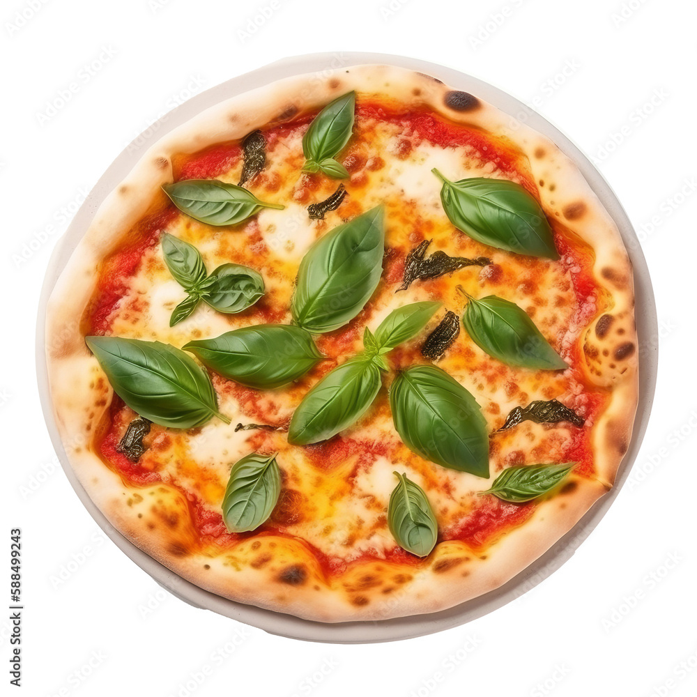 Hot pizza isolated. Illustration AI Generative.