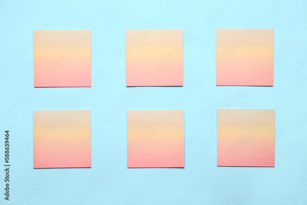 Sticky notes on blue background