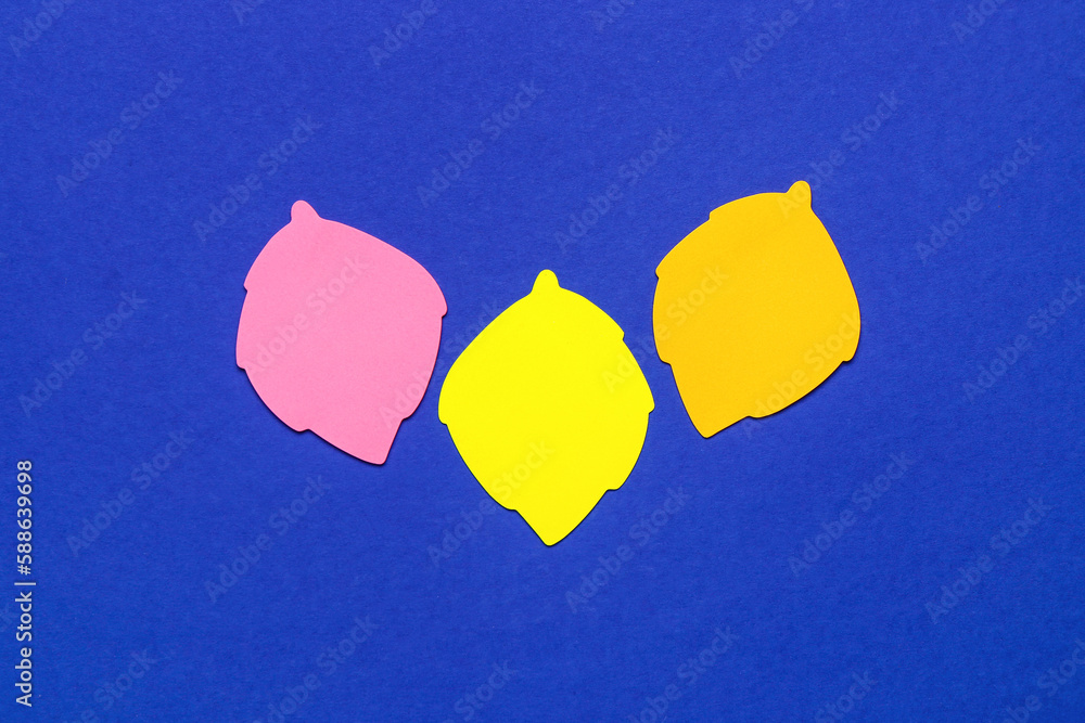 Colorful sticky notes on blue background