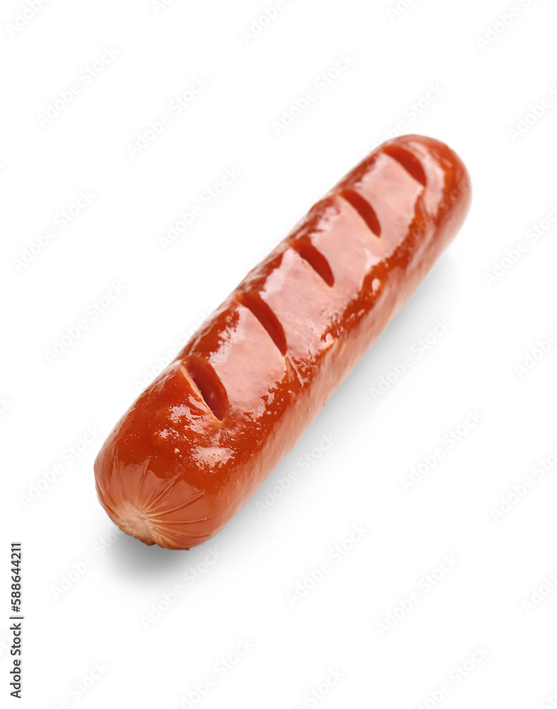 Tasty grilled sausage isolated on white background