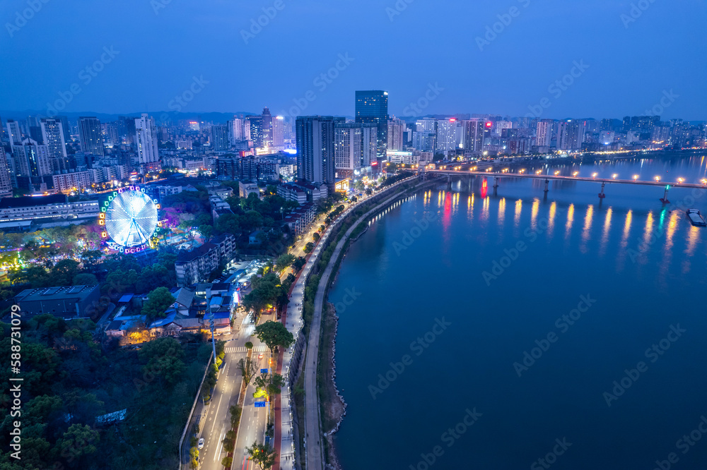 Night view of Zhuzhou City, Hunan Province, China