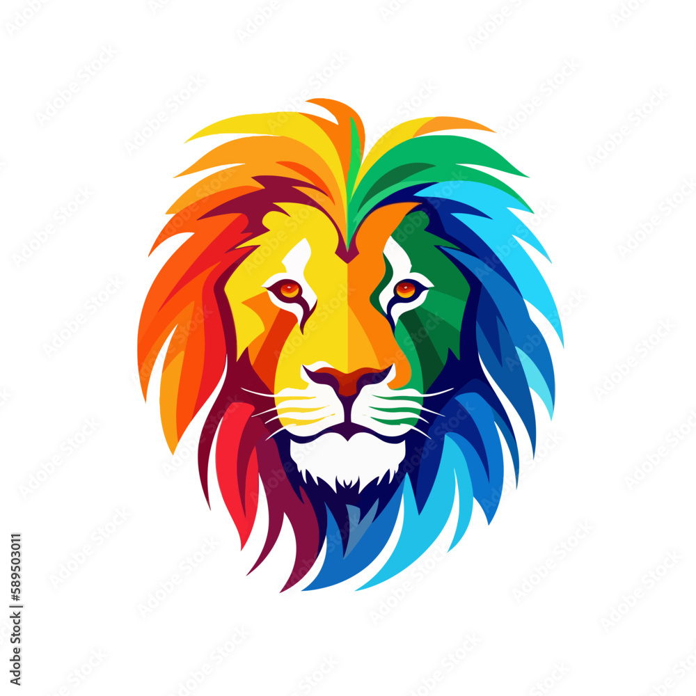 Lion head vector muti color lion head silhouette mascot