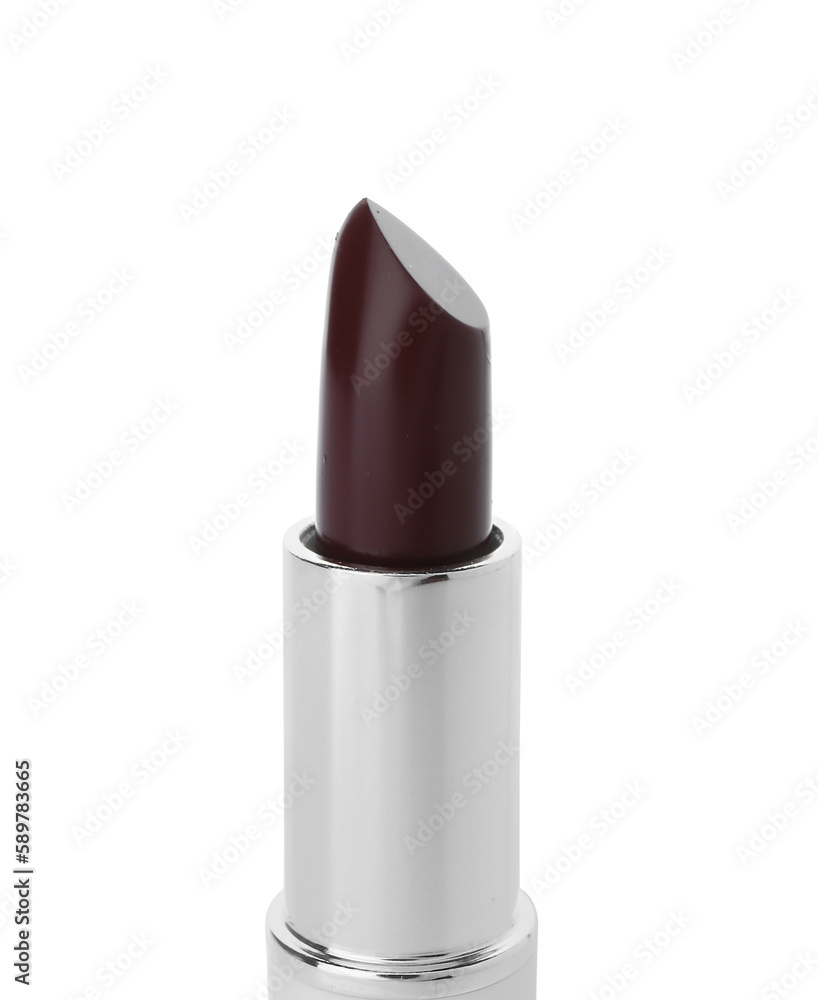 Dark red lipstick isolated on white background