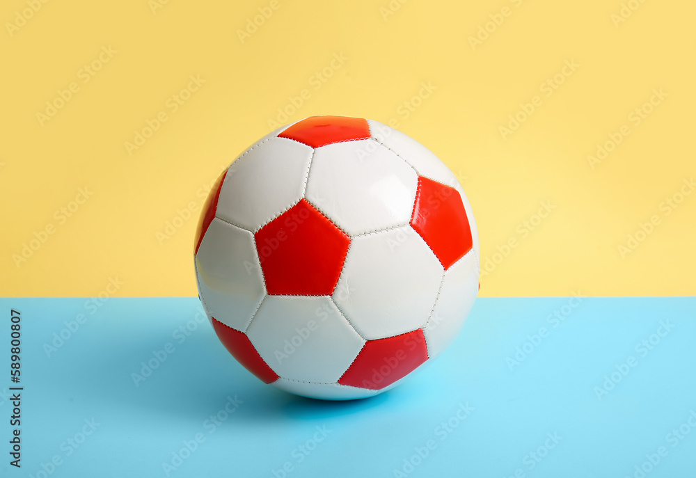 Soccer ball on color  background