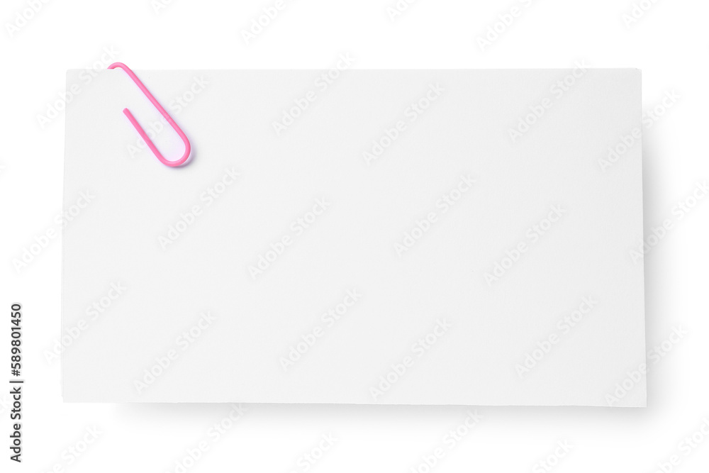 Paper sheet with clip on white background