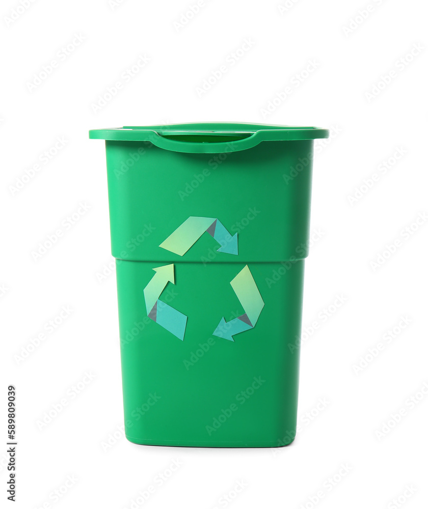 Green container for garbage isolated on white. Recycling concept