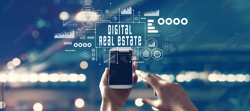 Digital Real Estate concept with person using a smartphone