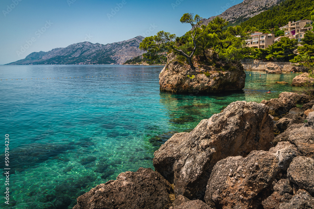 Beautiful nature place and fantastic beach in Dalmatia, Brela, Croatia