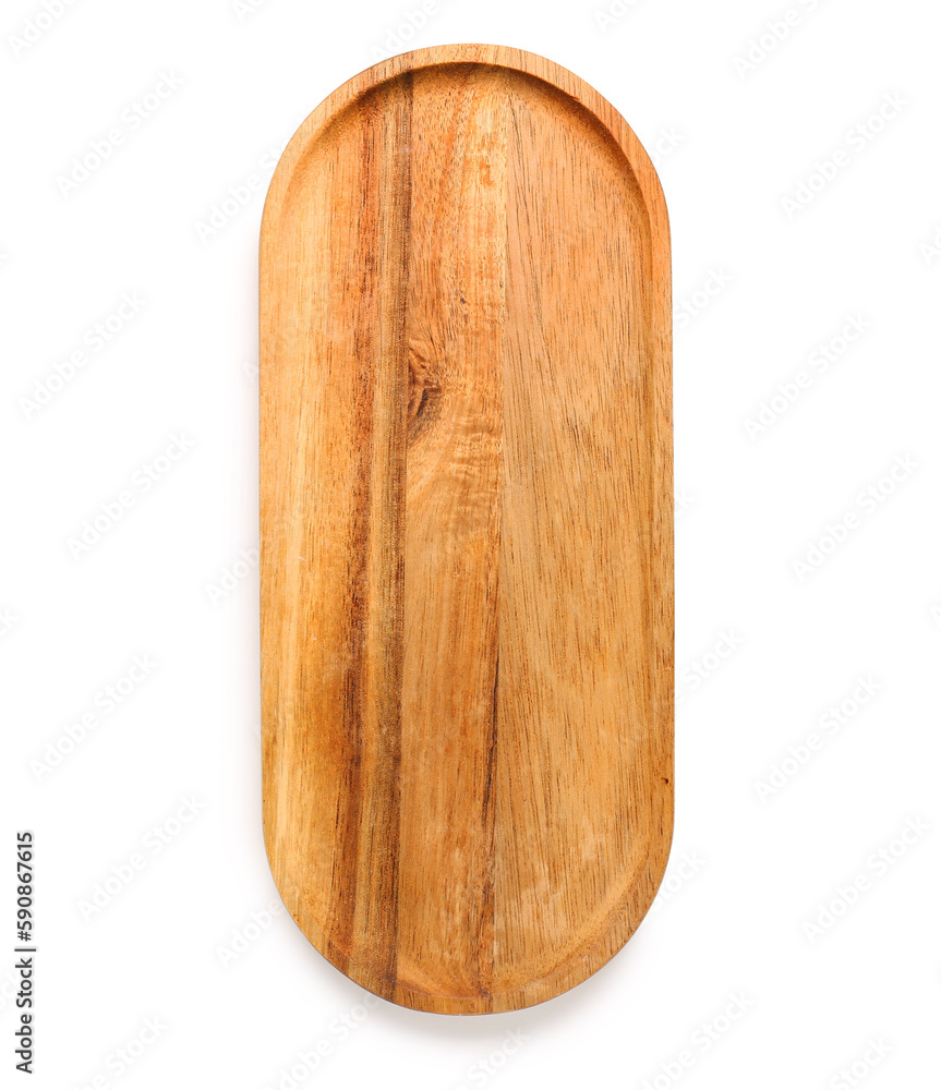 Wooden kitchen board isolated on white background