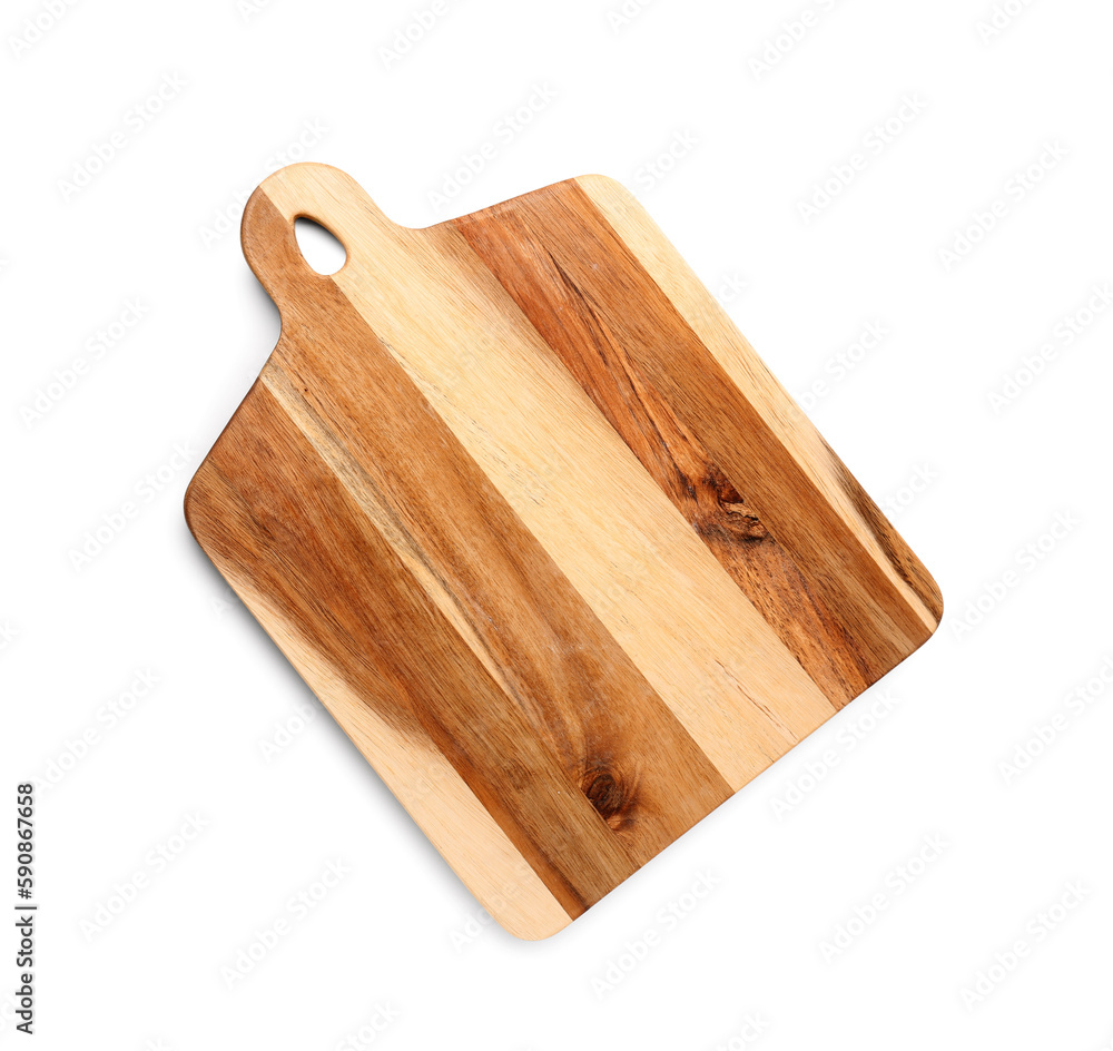 New wooden kitchen board on white background