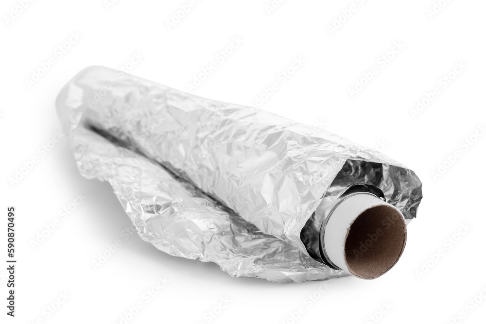 Aluminium foil roll isolated on white background