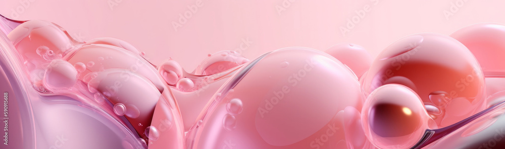 Pink pastel background with drops. Illustration AI Generative.