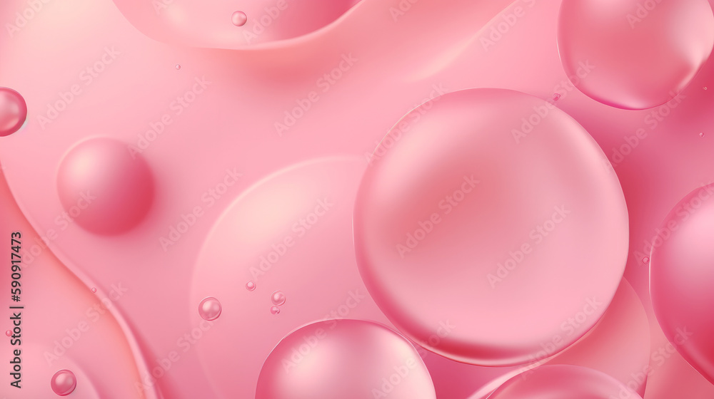 Pink pastel background with drops. Illustration AI Generative.