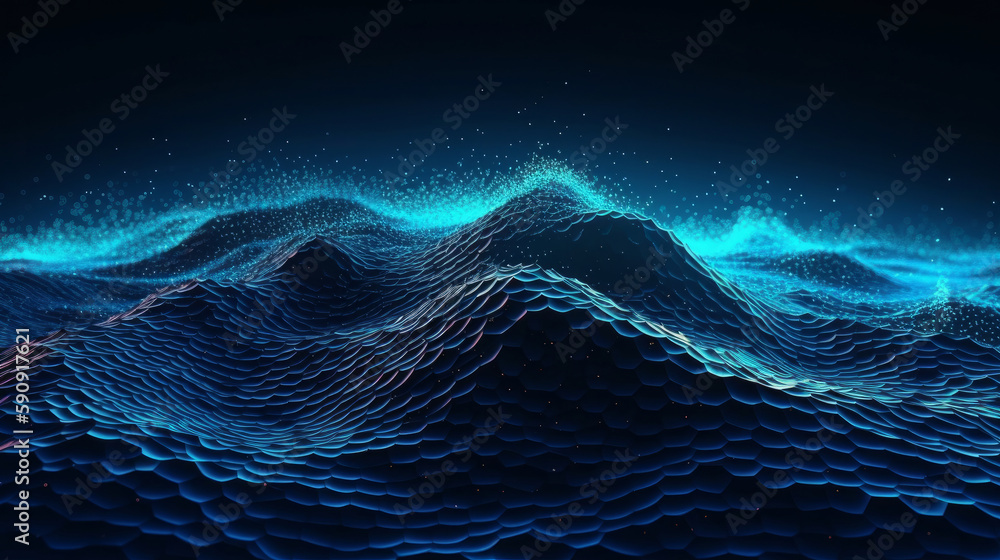 High tech futuristic computer graphics background, Illustration AI Generative.