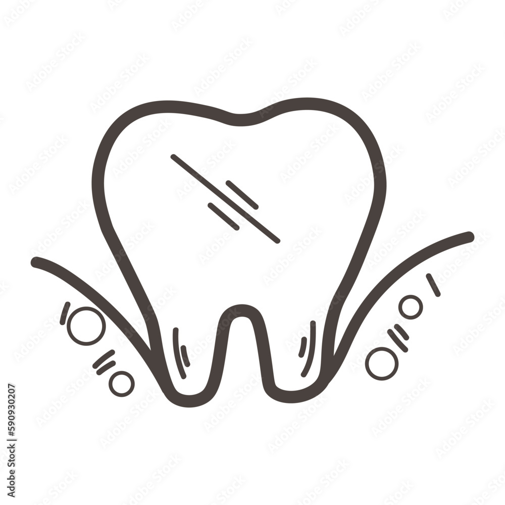 Tooth on white background. Paradontosis concept