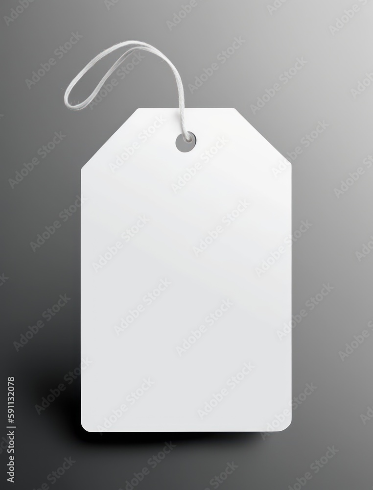 White blank tag, on a white background, mockup