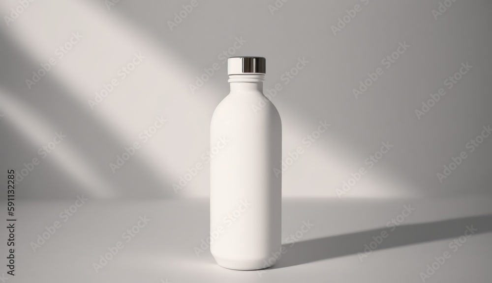 White water bottle on white clean background, mockup