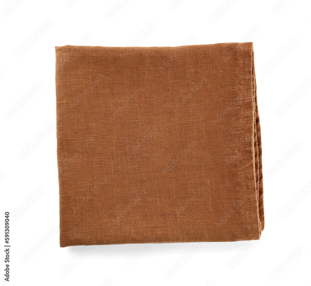 Folded fabric napkin isolated on white background