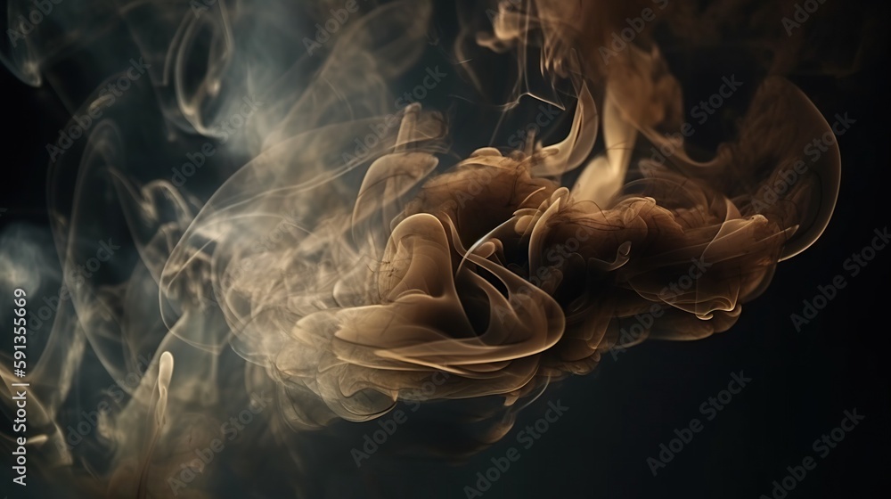 Dramatic vortex of clouds or smoke background. Vapor swirls. Generative AI