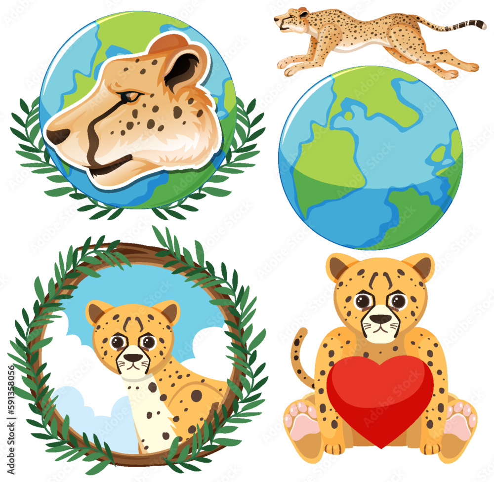 Cheetah Icons Set for Graphic Design