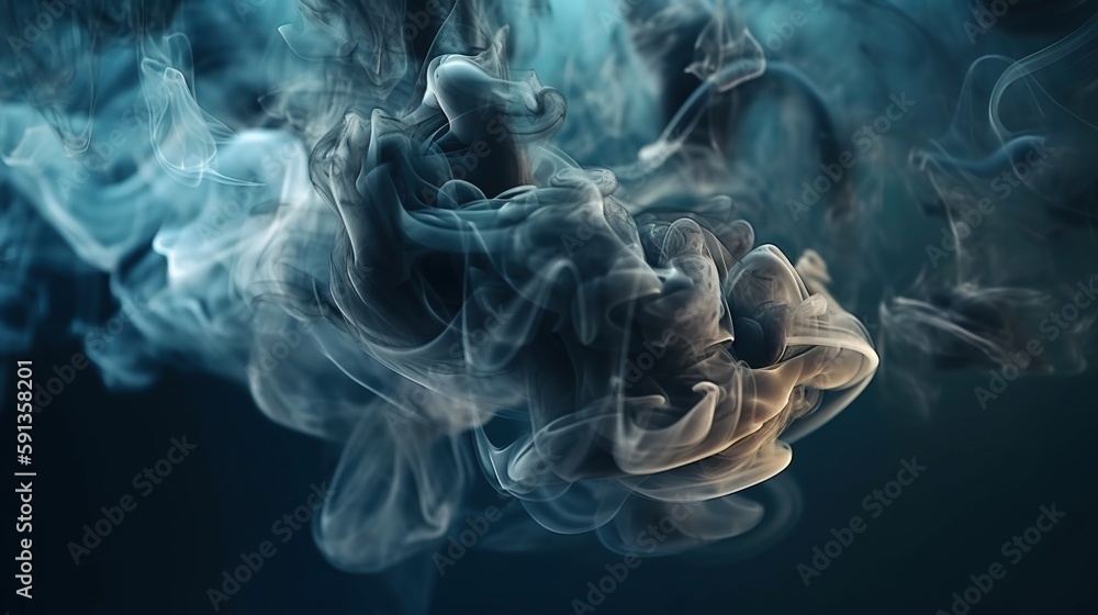 Dramatic vortex of clouds or smoke background. Vapor swirls. Generative AI